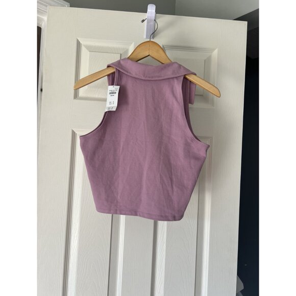Abercrombie NWT Collared Tank Top Soft A&F Essentials Mauve Purple Medium - Picture 4 of 4